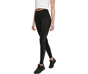 Urban Classics Damen High Waist Leggings Yoga-Fitness-Hose, lange Streetwear- & Sporthose mit tonalem Logo Schriftzug, Größen XS - 5XL