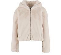 Urban Classics Damen-Hoodie aus Kunstfell mit durchgehendem Reißverschluss whitesand XS