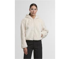 Urban Classics Damen-Hoodie aus Kunstfell mit durchgehendem Reißverschluss, Whitesand, Größe L