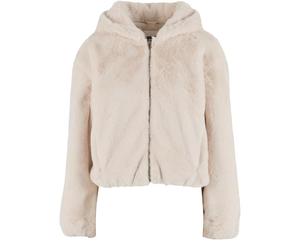 Urban Classics Damen-Hoodie aus Kunstfell mit durchgehendem Reißverschluss, Whitesand, Größe S