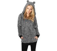 Urban Classics Ladies Melange Teddy Zip Hoody Frauen in Gr. XS in Grau