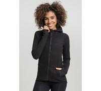Urban Classics TB1728 Ladies Polar Fleece Zip Hoodie - Damen Outdoor Fleecejacke einfarbig mit Kapuze und verlängertem Rückenteil - black, Größe XL