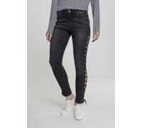 Urban Classics Damen Skinny Skinny Jeans Ladies Denim Lace Up Pants TB2003, Gr. 36 (Herstellergröße: 27), Schwarz (Black Washed 00709)