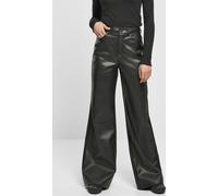 Urban Classics Damen Hose Ladies Faux Leather Wide Leg Pants Black-27
