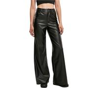 Urban Classics Damenhose Faux-Leder Wide-Leg Loose Fit Schwarz Größe 27
