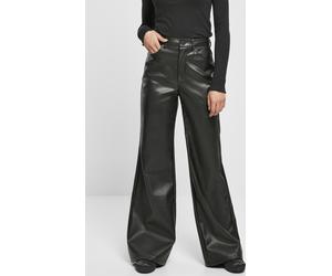 Urban Classics Damen Hose Ladies Faux Leather Wide Leg Pants Black-27