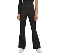 Urban Classics Damen Hose Ladies Flared Pin Stripe Pants Black/White 5XL