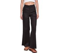 Jerseyhose URBAN CLASSICS "Damen Ladies High Linen Mixed Wide Leg Pants" Gr. 33, Normalgrößen, schwarz (black) Damen Hosen Jerseyhosen (78701168-33)
