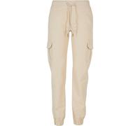 Urban Classics Damen High Waist Cargo Jogging Pants - Jogginghose im Regular Fit mit hohem Bund, Cargotaschen mit Knopfverschluss, Baumwolle mit Stretch für Streetwear und Freizeit,Whitesand,4XL