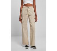 Urban Classics Ladies High Waist Straight Cargo Pants in Gr. 29 in Beige