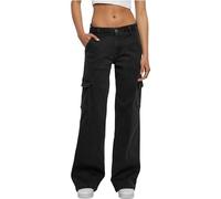 Urban Classics High Waist Straight Denim Cargohosen in Gr. 32 in Schwarz