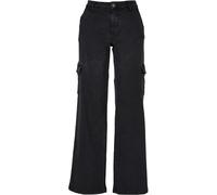 Urban Classics High Waist Straight Denim Cargohosen in Gr. 32 in Schwarz