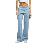 Urban Classics Ladies High Waist Straight Denim Cargo Pants in Gr. 32 in Blau