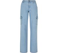 Urban Classics Damen Hose Ladies High Waist Straight Denim Cargo Pants Lighter Washed-32