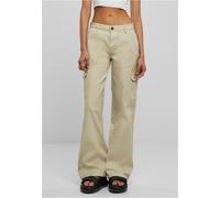 Urban Classics Damen Hose Ladies High Waist Straight Denim Cargo Pants Offwhite Raw-30