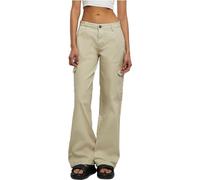 Urban Classics Damen Hose Ladies High Waist Straight Denim Cargo Pants Offwhite Raw-30