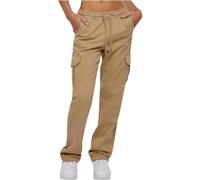 Urban Classics Ladies High Waist Twill Cargo Pants Union Beige Größe: M | Cargohosen Outlet | Damen | Braun