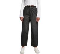Urban Classics - Damen High Waist Wide Leg Cropped Jeans BLACK WASHED W27