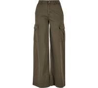 Urban Classics Damen Hose Ladies High Waist Wide Leg Twill Cargo Pants Olive-28