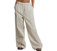 Urban Classics Damen Hose Ladies Linen Mixed Wide Pants, Weite Hose für Frauen, Baumwoll-Leinen-Mischung, Größen XS - 5XL