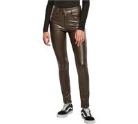 Urban Classics Ladies Mid Waist Synthetic Leather Pants in Gr. 28 in Braun