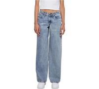 Urban Classics Damenjeans Mid Waist Wide Denim, 100% Baumwolle, Gr. 29, tinted lightblau washed
