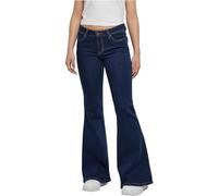 Bequeme Jeans URBAN CLASSICS "Damen Ladies Organic Low Waist Flared Denim" Gr. 30, Normalgrößen, blau (midindigo washed) Damen Jeans (67864033-30)