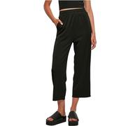 Bequeme Jeans URBAN CLASSICS "Urban Classics Damen Ladies Straight Leg Rib Interlock Culotte", Damen, Gr. S, US-Größen, schwarz, 92% Polyester, 8% Elasthan, unifarben, normal, Jeans (15055531-S) schwa