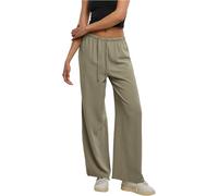 Stoffhose URBAN CLASSICS "Urban Classics Ladies Structured Wideleg Pants", Damen, Gr. XS, US-Größen, paleolive, 85% Viskose, 15% Polyimid, unifarben, relaxed fit, Hosen Stoffhose (70093414-XS) paleoli