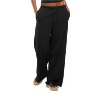 Stoffhose URBAN CLASSICS "Urban Classics Ladies Structured Wideleg Pants", Damen, Gr. S, US-Größen, schwarz, 85% Viskose, 15% Polyimid, unifarben, relaxed fit, Hosen Stoffhose (74745215-S) schwarz