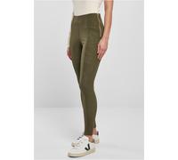 Urban Classics Leggings Washed Kunstleder Slim Fit Olive, Gr. L, 85% Polyester/15% Elasthan