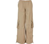 Urban Classics Ladies Wide Crinkle Nylon Cargo Pants in Gr. XXL in Beige