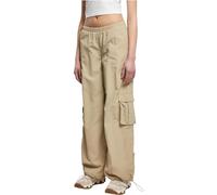 Stoffhose URBAN CLASSICS "Damen Ladies Wide Crinkle Nylon Cargo Pants" Gr. 5XL, US-Größen, grau (concrete) Damen Hosen Stoffhosen (71910621-5XL)