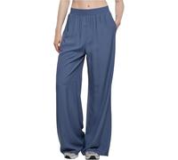 Urban Classics Ladies Wide Leg Viscose Pants in Gr. XXL in Blau