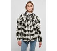 Allwetterjacke URBAN CLASSICS "Urban Classics Damen Ladies AOP Sherpa Overshirt" Gr. 4XL, schwarz (blackhoundstooth) Damen Jacken (48364765-4XL) blackhoundstooth