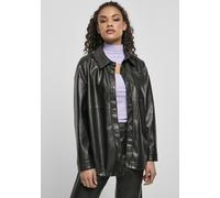Urban Classics Damen Hemd Ladies Faux Leather Overshirt Black M