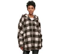 Winterjacke URBAN CLASSICS "Damen Ladies Hooded Oversized Check Sherpa Jacket" Gr. S, pink (pink, brown) Damen Jacken Winterjacken (83960426-S)