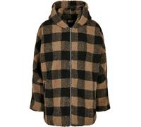 Urban Classics Ladies Hooded Oversized Check Sherpa Jacket Frauen Winterjacke rot/schwarz Basics