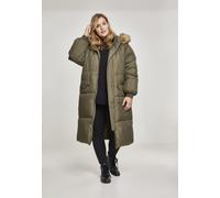 Urban Classics Damen Jacke Ladies Oversize Faux Fur Puffer Coat Darkolive/Beige-L