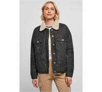 Urban Classics Women's Ladies Oversized Sherpa Denim Jacket Jacke, Black Washed, M