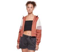 Urban Classics Damenjacke Kurz 3‑Tone Crinkle – Terracotta/Whitesand/Dusk Rose 5XL