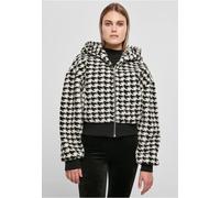 Allwetterjacke URBAN CLASSICS "Urban Classics Damen Ladies Short Oversized AOP Sherpa Jacket" Gr. S, schwarz (blackhoundstooth) Damen Jacken (42767002-S) blackhoundstooth