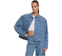 Urban Classics Damen Jeans Jacke Ladies 80‘s Oversized Laser Printed Denim Jacket, lässige Jeansjacke für Frauen, Oversized Fit