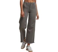 Urban Classics Damen Jeans Ladies Relaxed Straight Fit Denim, High-Waist Jeans mit geradem Bein und ausgefranstem Saum, 5-Pocket-Design, Größen 26-36