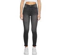 Urban Classics Damen Jeans Ladies Skinny High Waist Open Hem Jeans, Skinny Jeans mit offenem Saum, High Waist, black washed, 36