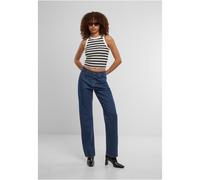 Bequeme Jeans URBAN CLASSICS "Urban Classics Ladies Straight Fit Denim", Damen, Gr. 28, Normalgrößen, mid tiefblau washed, 100% Baumwolle, unifarben, casual, normal, Jeans (46402962-28) mid tiefblau w