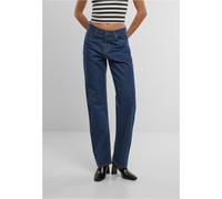 Bequeme Jeans URBAN CLASSICS "Urban Classics Ladies Straight Fit Denim", Damen, Gr. 27, Normalgrößen, mid tiefblau washed, 100% Baumwolle, unifarben, normal, Jeans (97312631-27) mid tiefblau washed