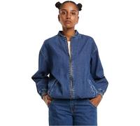 Jeansjacke URBAN CLASSICS "Urban Classics Ladies Oversized Skater Jacket", Damen, Gr. L, mid tiefblau washed, 100% Baumwolle, unifarben, klassisch, normal, amerikanischer Ausschnitt, Langarm, Jacken (