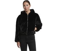 Urban Classics Ladies Full Zip Faux Fur Hoodie Kapuzenjacke schwarz in S