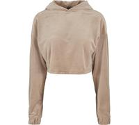 Urban Classics Ladies Cropped Velvet Oversized Hoody in Gr. L in Braun